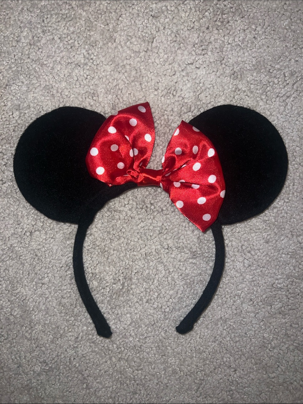 Disney Black Minnie Ears Headband with Red Polka Dot Bow
